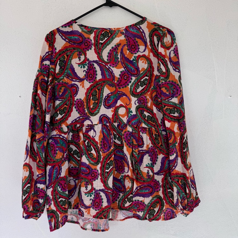 Cache Coeur Balloon Sleeve Maternity Nursing Blouse Latina Multicolor size Large - Picture 11 of 11